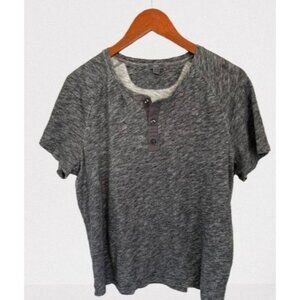 VINCE Henley Shirt Heather Gray 100% Cotton Size Large